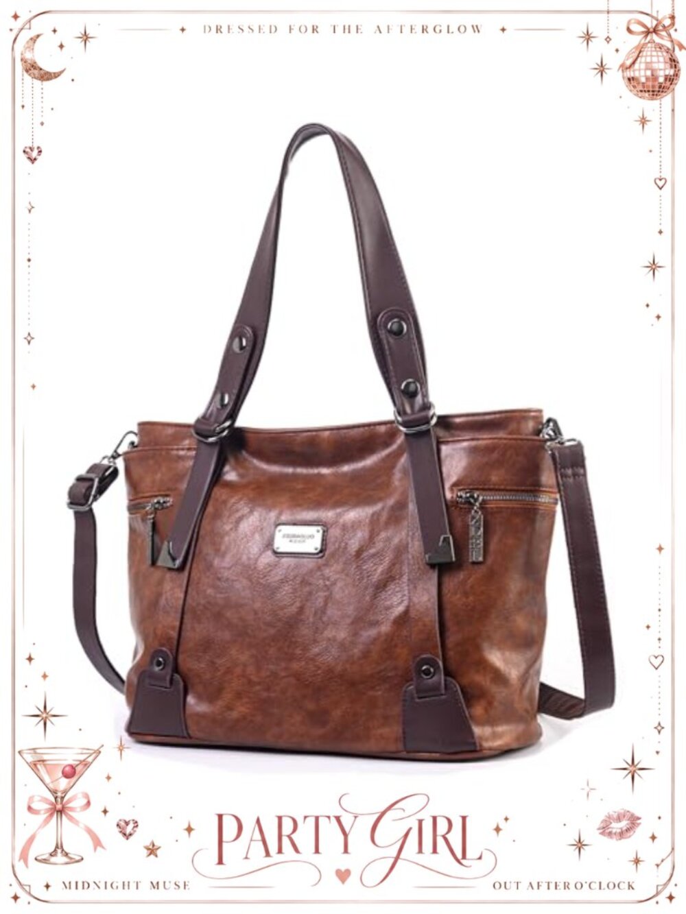 Vegan Leather Hobo Shoulder Bag Crossbody Purse 3-in-1 Convertible Tote